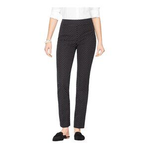 Talbots Womens Black Chatham Ankle Pant Sz 2 Polka Dot Slim Leg Stretch Preppy